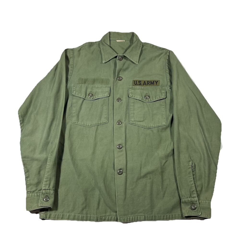 Vintage 1971 US Army OG-107 Utility Shirt Military Fatigue Cotton Mens M